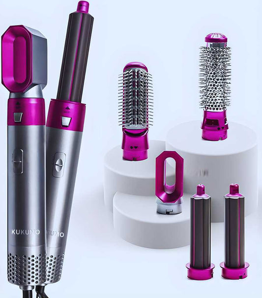 5 in 1 Multifunctional Hair Dryer Styling Tool, Detachable 5-in-1 Multi-Head Hot Air Comb, The Negative Ion Automatic Suction Hair Curler.